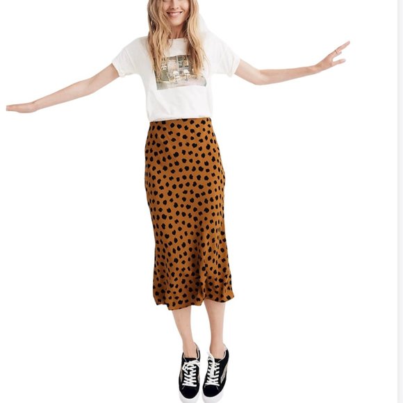Madewell Dresses & Skirts - Madewell Midi Slip Skirt Painted Spots - 18 - 90s - Slip-On Style - 90s Chic